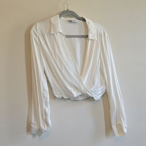 Zara White Wrap Blouse
